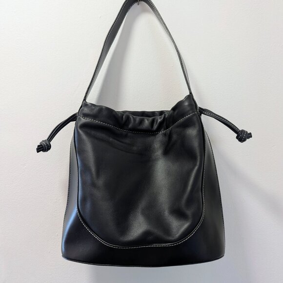 STAUD Black Leather Cinch Bucket Bag NWOT Designer Handbag Tote - Picture 8 of 11